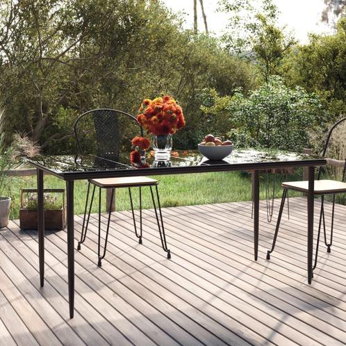 vidaXL Table à dîner de jardin Noir 160x80x74 cm Acier, Jardin & Terrasse, Ensembles de jardin, Neuf, Envoi