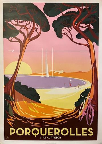 Monsieur Z - Affiche de Tourisme Porquerolles - La Plage de