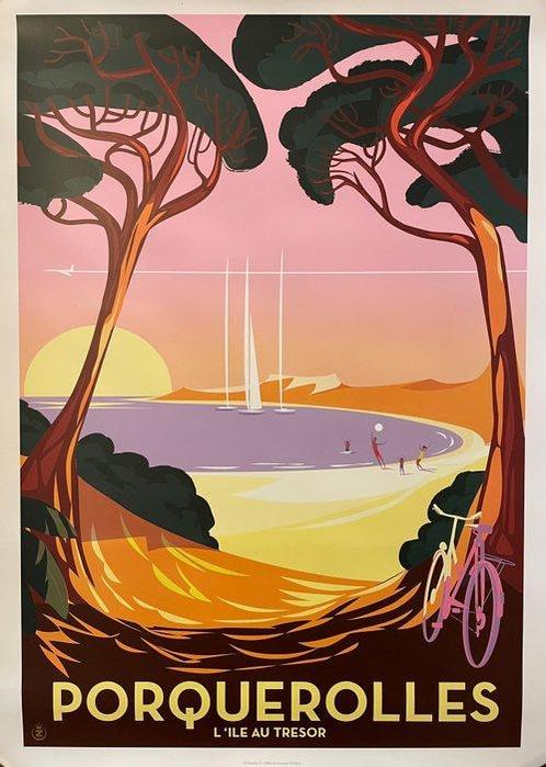 Monsieur Z - Affiche de Tourisme Porquerolles - La Plage de, Antiek en Kunst, Kunst | Tekeningen en Fotografie