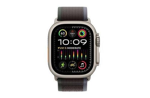 Apple watch ultra 2 49mm natural titanium + 12mnd Gar. promo, Handtassen en Accessoires, Smartwatches, iOS, Waterdicht, Grijs