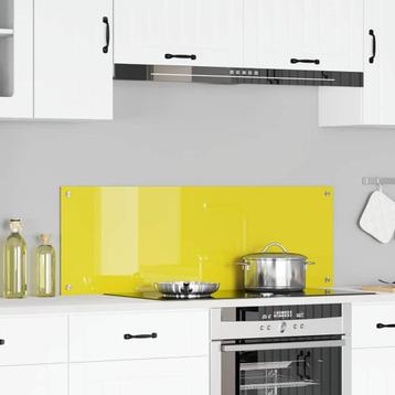 vidaXL Keuken Spatscherm Geel 120 x 40 x 0.6 cm gehard glas beschikbaar voor biedingen