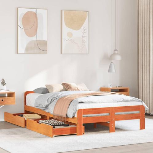 vidaXL Bedframe zonder matras massief grenenhout wasbruin, Huis en Inrichting, Slaapkamer | Bedden, Nieuw, Verzenden