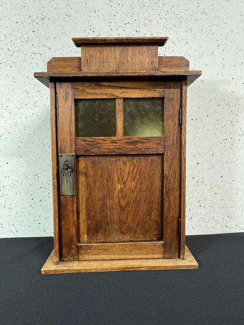 Kast - Art Deco Amsterdamse school Wandkastje - Glas, Hout, Antiek en Kunst, Kunst | Designobjecten