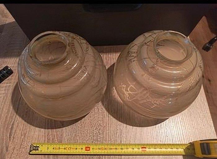 Lamp (2) - Glas - Paar lampenkappen, Antiek en Kunst, Curiosa en Brocante