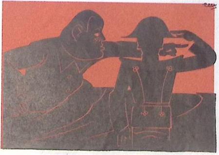 Mussolini brult tegen de commandant op spotprent (Lithos), Antiek en Kunst, Kunst | Litho's en Zeefdrukken, Verzenden