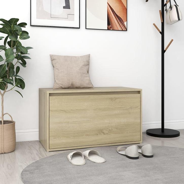 vidaXL Halbank 80x40x45 cm bewerkt hout sonoma eikenkleurig, Huis en Inrichting, Overige Huis en Inrichting, Nieuw, Verzenden