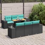 vidaXL 7-delige Loungeset met kussens poly rattan zwart, Verzenden, Nieuw, Loungeset