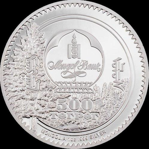 Mongolië. 500 Togrog 2022 Woodland Spirits- Deer, 1 Oz, Postzegels en Munten, Munten | Europa | Niet-Euromunten