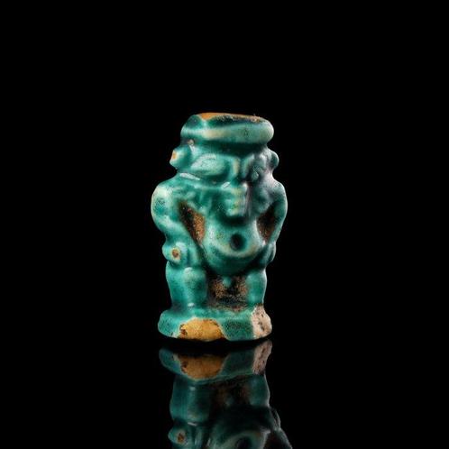 Égypte ancienne, période tardive Faience Amulette de Bes, Antiek en Kunst, Antiek | Overige Antiek