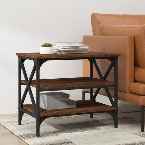 vidaXL Bijzettafel 55x38x45 cm bewerkt hout bruin eikenkleur, Huis en Inrichting, Tafels | Salontafels, Nieuw, Verzenden