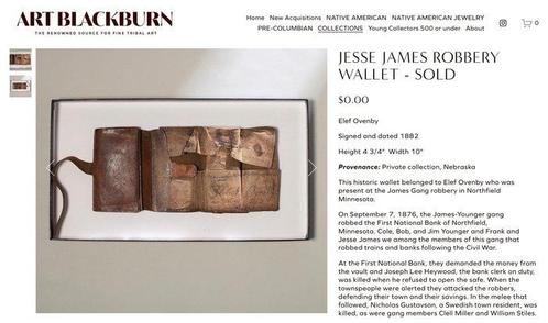 porte-monnaie de vol de Jesse James - Anders - États-Unis, Antiek en Kunst, Kunst | Niet-Westerse kunst