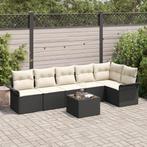 vidaXL 6-delige tuinsofa set met kussens in bruin poly, Verzenden, Nieuw