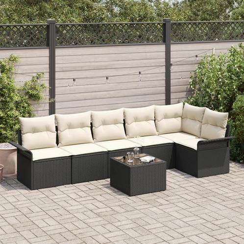 vidaXL 6-delige tuinsofa set met kussens in bruin poly, Tuin en Terras, Tuinsets en Loungesets, Nieuw, Verzenden
