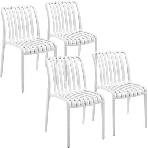 tectake Tuinstoelen Alcudia, weerbestendig, stapelbaar - wit, Tuin en Terras, Overige Tuin en Terras, Verzenden