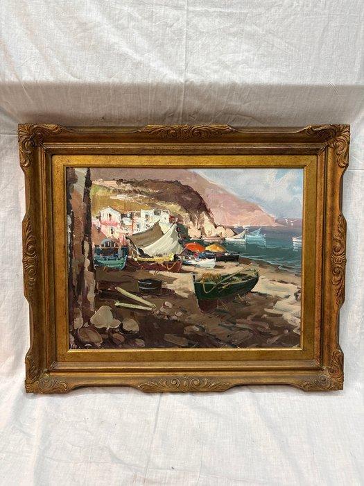 Scuola italiana (XX), firmato A. Forino - Barche da pesca, Antiek en Kunst, Kunst | Schilderijen | Klassiek