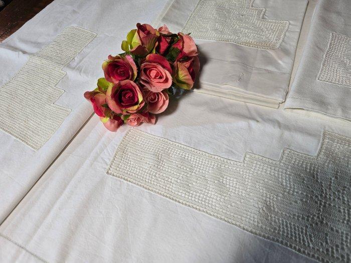 Drap de lit (4) - 260 cm - 220 cm - Anciennes collections, Antiquités & Art, Tapis & Textile