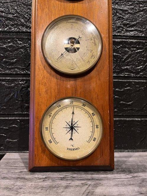 Thermometer - Hout, Messing - Barometer hygrometer, Antiek en Kunst, Curiosa en Brocante