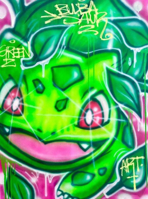 Outside313 - BULBASAUR - Pokemon green, Antiek en Kunst, Kunst | Schilderijen | Modern