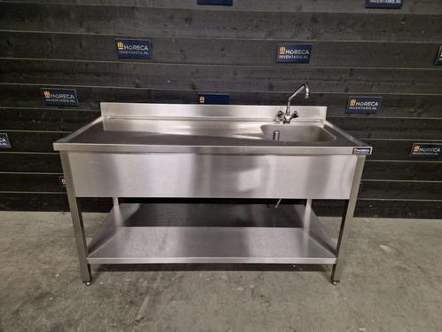 Wastafel | enkele wasbak | RVS | gelast | 160 cm, Zakelijke goederen, Horeca | Meubilair en Inrichting, Gebruikt