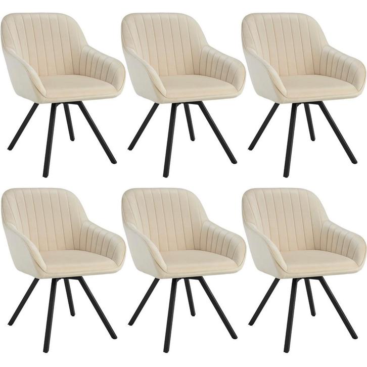 tectake Draaibare fluwelen stoel Snug, gestoffeerd - crème,, Huis en Inrichting, Stoelen, Verzenden