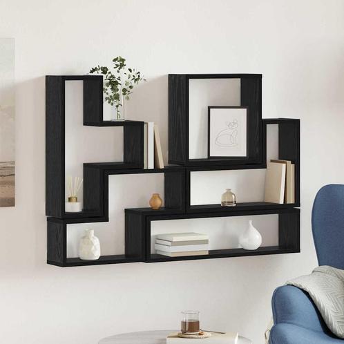 vidaXL Wandkubus met plank Zwart eiken 96 x 12 x 64 cm, Huis en Inrichting, Kasten | Wandmeubels, Nieuw, Verzenden