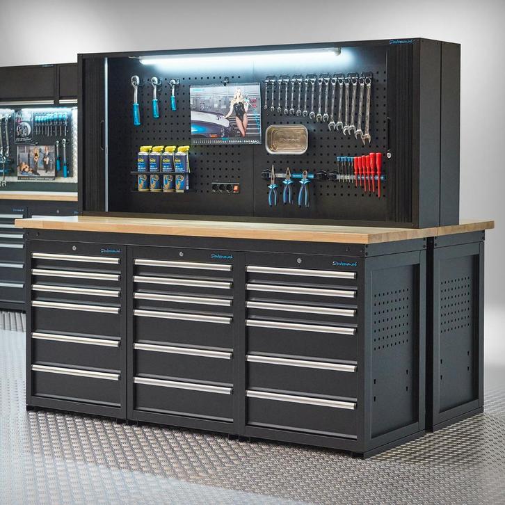 Datona Werkbank PRO – eiken werkblad – 36 lades – met, Doe-het-zelf en Bouw, Werkbanken, Ophalen of Verzenden