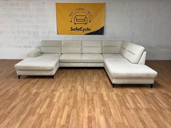 Beige U-vormige zetel met slaapfunctie en opbergruimte, Huis en Inrichting, Zetels | Complete zithoeken, Nieuw, Ophalen of Verzenden