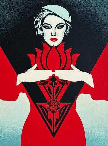 Shepard Fairey (OBEY) (1970) - Flower Woman (red)