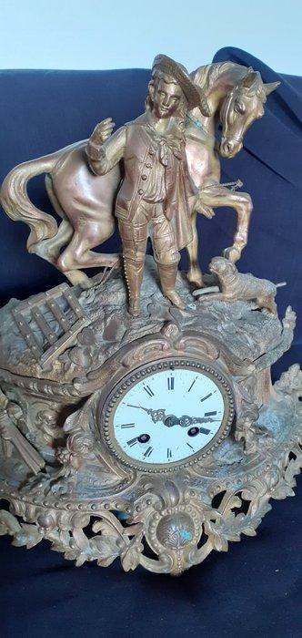 Pendule - Zinklegering, Messing - 1850-1900, Antiquités & Art, Antiquités | Horloges