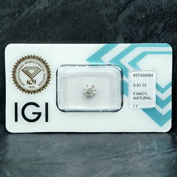 1 pcs Diamant (Natuurlijk gekleurd) - 0.91 ct - Rond - Fancy