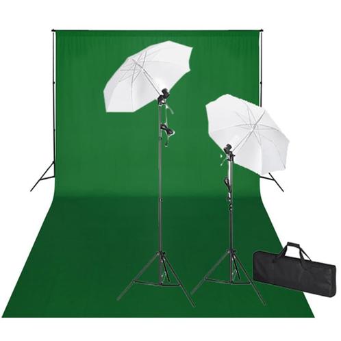 vidaXL Studioset met groene achtergrond en lampen 600x300 cm, Audio, Tv en Foto, Fotografie | Fotostudio en Toebehoren, Nieuw