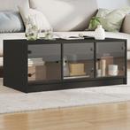 vidaXL Table basse avec portes en verre noir 102x50x42, Verzenden