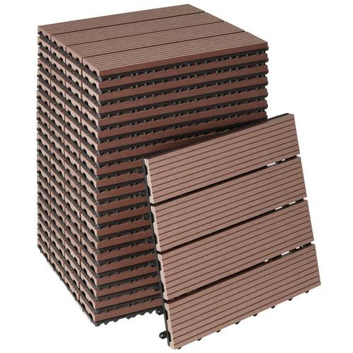 tectake Set terrastegels Tegulas, WPC in houtlook - bruin, S, Tuin en Terras, Overige Tuin en Terras, Verzenden