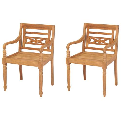 vidaXL Stoelen Batavia 2 st massief teakhout, Tuin en Terras, Tuinstoelen, Nieuw, Verzenden