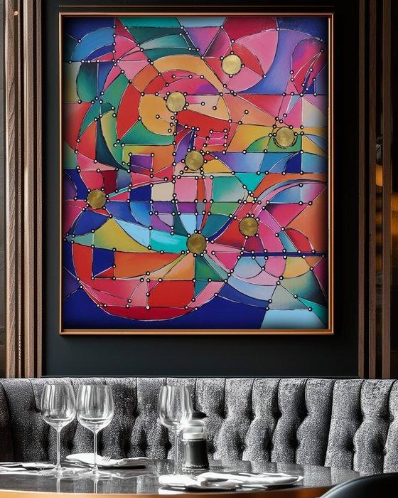 Ksavera - Cubism A1361 - abstract painting on XXL canvas, Antiek en Kunst, Kunst | Schilderijen | Modern