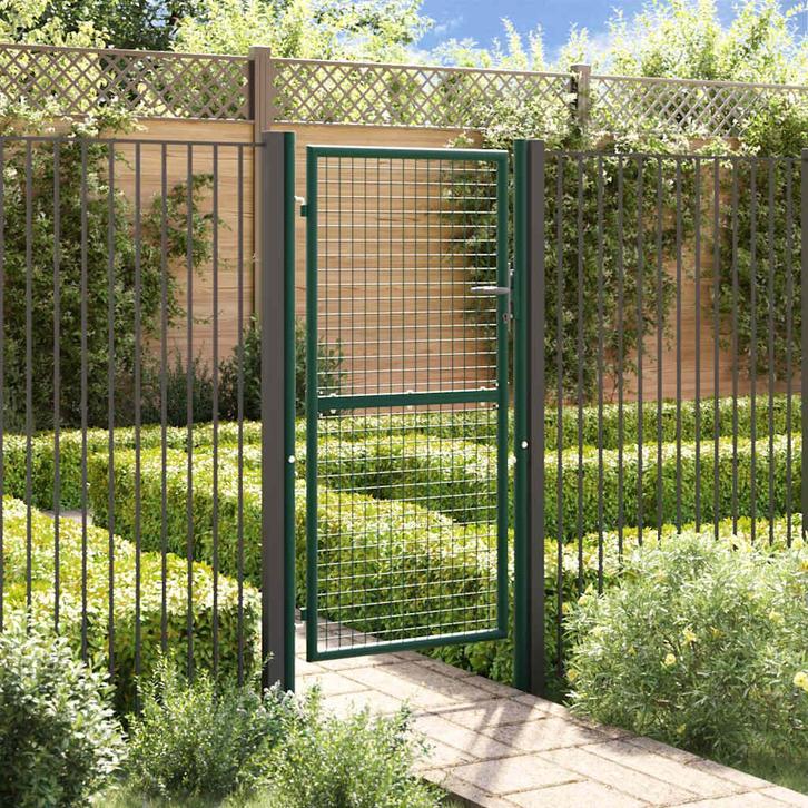 vidaXL Poort 100x175 cm staal groen, Tuin en Terras, Tuinpoorten, Nieuw, Verzenden