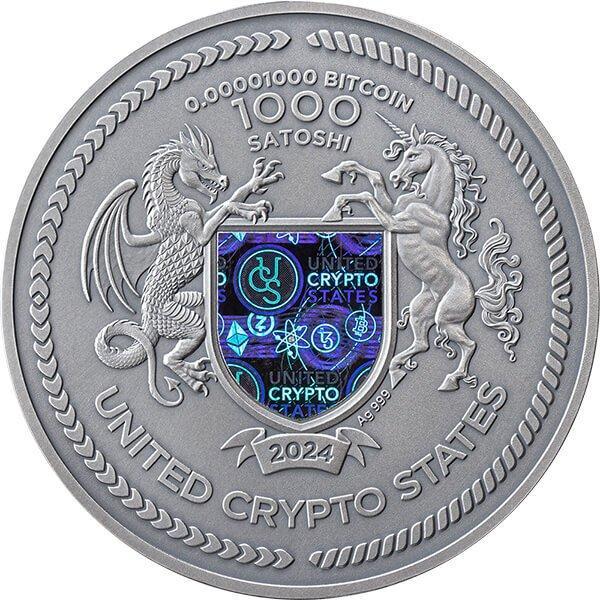 United Crypto States. 1000 Satoshi 2024 Binary Bull - Binary, Postzegels en Munten, Munten | Europa | Niet-Euromunten