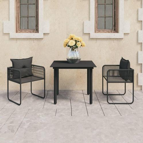 vidaXL 3-delige Tuinset PVC-rattan zwart, Tuin en Terras, Tuinsets en Loungesets, Tuinset, Nieuw, Verzenden
