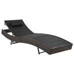 vidaXL Ligbed poly rattan en textileen bruin, Jardin & Terrasse, Chaises longues, Verzenden