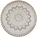 vidaXL Tapijt met print rond 150 cm gevlochten jute, Verzenden, Nieuw