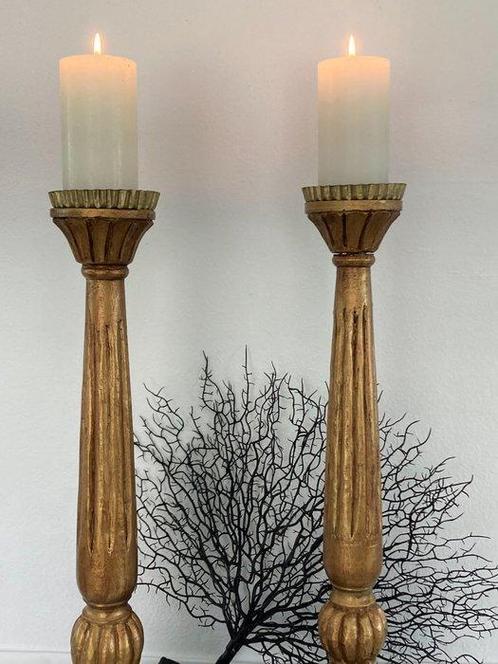 Kaarsenhouder (2) - Hout - Bois doré - France, Antiek en Kunst, Kunst | Designobjecten