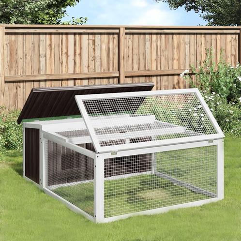 vidaXL Konijnenhok 117,5x97x47,5 cm massief grenenhout grijs, Dieren en Toebehoren, Knaagdieren en Konijnen | Hokken en Kooien