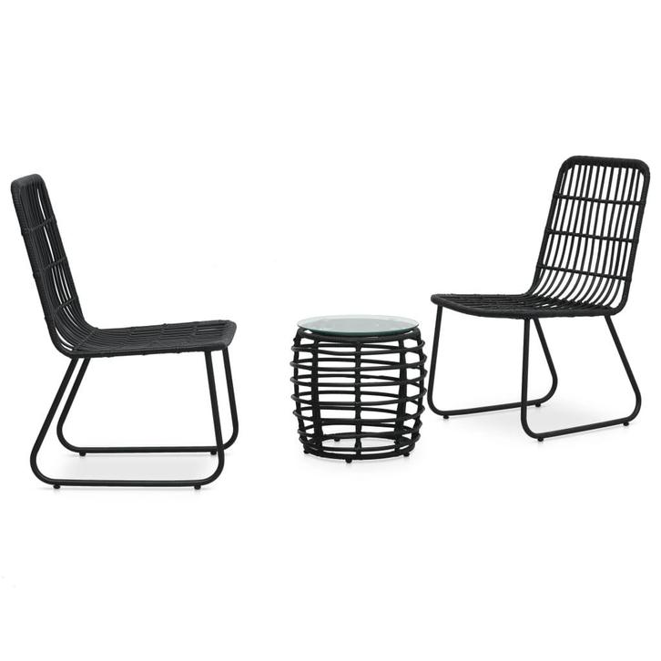 vidaXL 3-delige Bistroset poly rattan zwart, Tuin en Terras, Tuinsets en Loungesets, Nieuw, Verzenden