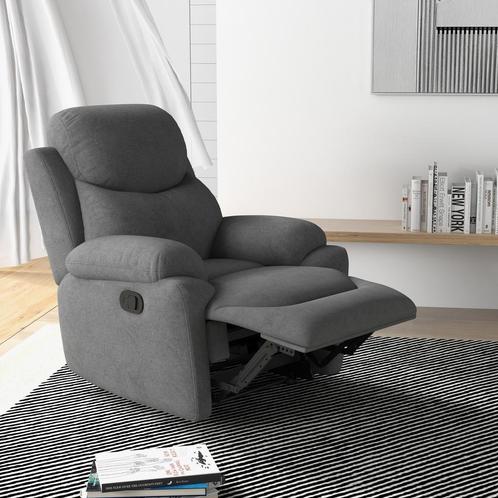 Relaxstoel - DreamComfort - Ligfunctie - Grijs, Huis en Inrichting, Stoelen, Grijs, Nieuw, Stof, Ophalen of Verzenden