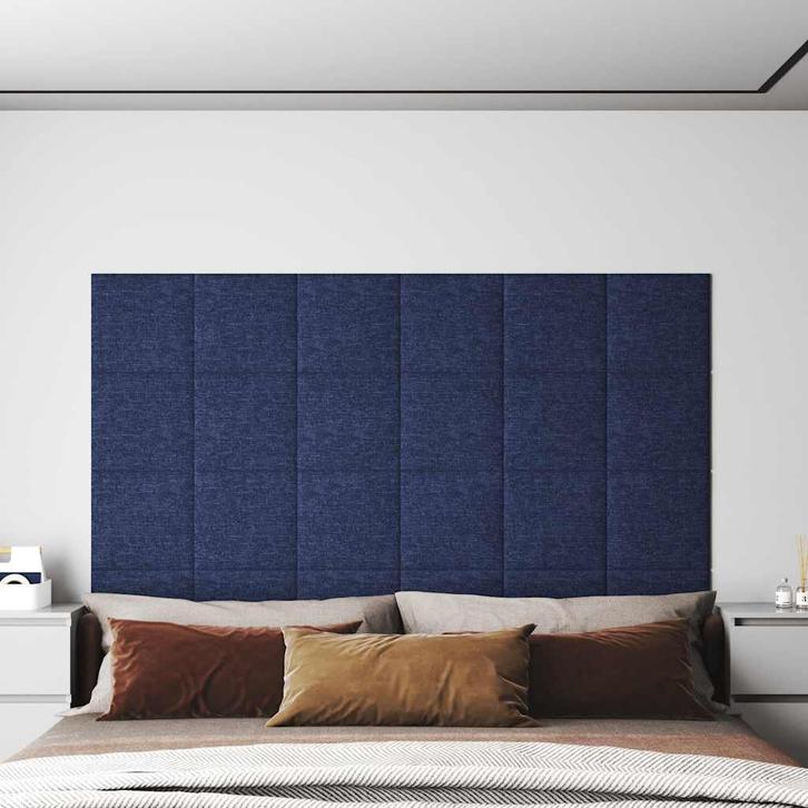 vidaXL Wandpanelen 12 st 1,08 m² 30x30 cm stof blauw, Doe-het-zelf en Bouw, Platen en Panelen, Nieuw, Verzenden