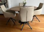 Set van 4 leren eetkamerstoelen - draaibaar - crème kleur, Huis en Inrichting, Stoelen, Overige kleuren, Nieuw, Leer, Ophalen of Verzenden