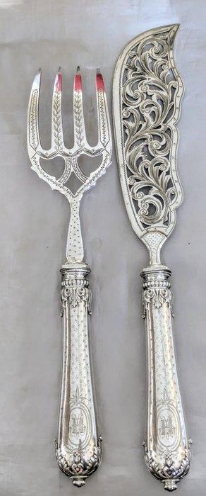 Émile Huignard - Serveerset voor vis (2) - .950 zilver -, Antiek en Kunst, Antiek | Zilver en Goud