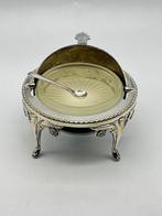 Antique Silver-Plated Caviar Serving Dish with Glass Insert