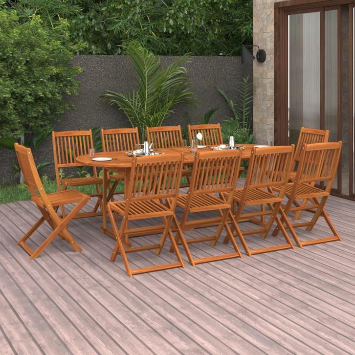 vidaXL 11-delige Tuinset 220x90x75 cm massief acaciahout, Tuin en Terras, Tuinsets en Loungesets, Tuinset, Nieuw, Verzenden