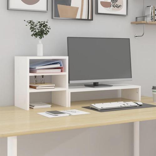 vidaXL Monitorstandaard 81x20x30 cm massief grenenhout wit, Computers en Software, Overige Computers en Software, Nieuw, Verzenden